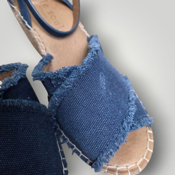 Gentle Souls Navy Canvas Espadrille Wedge Sandals Size 7M - Picture 5 of 6